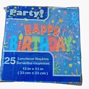 Happy Birthday Party 25 Napkins Blue Red